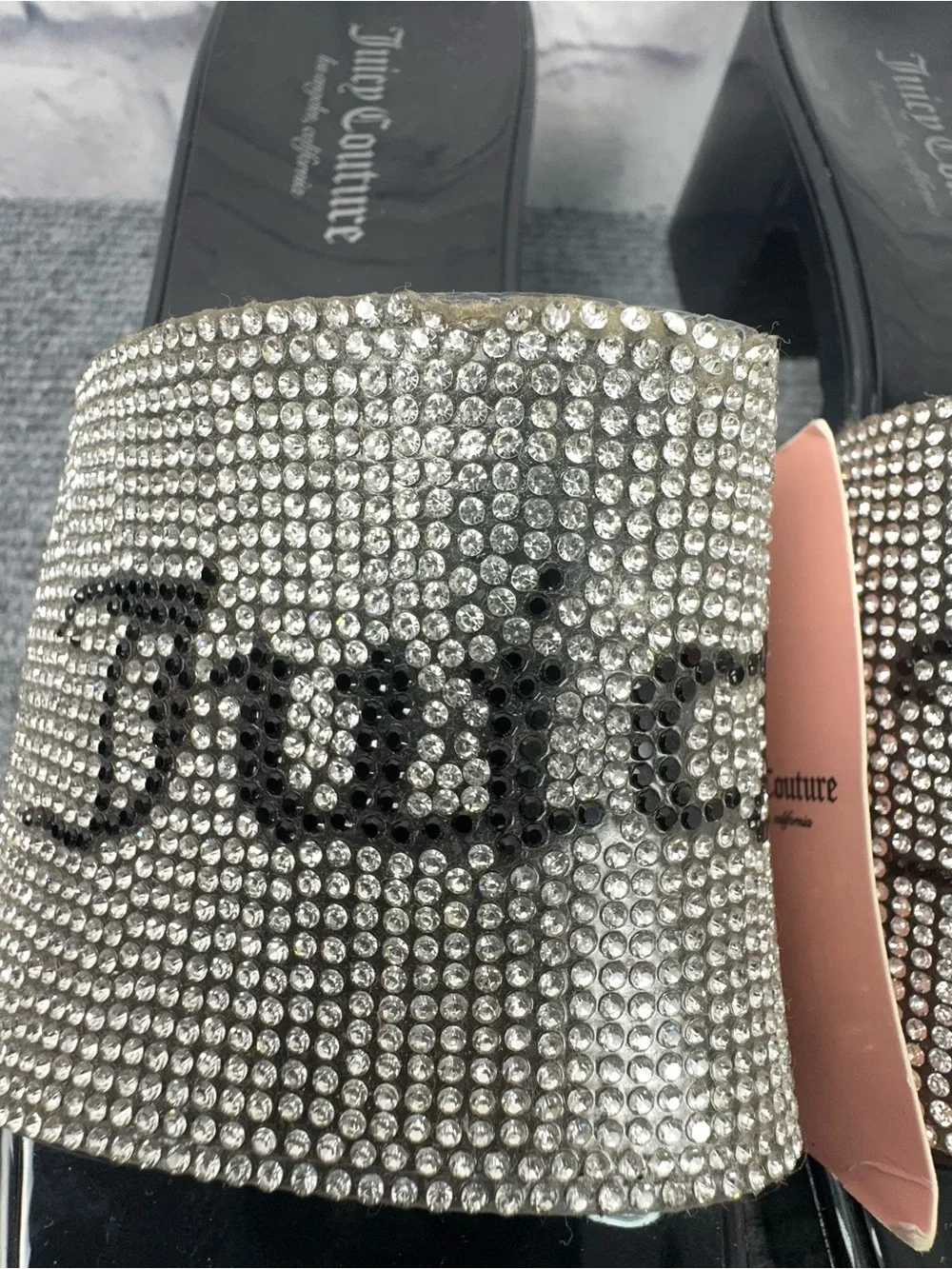 Juicy Couture Harmona Rhinestone Platform Slide Sandals NWT 9.5